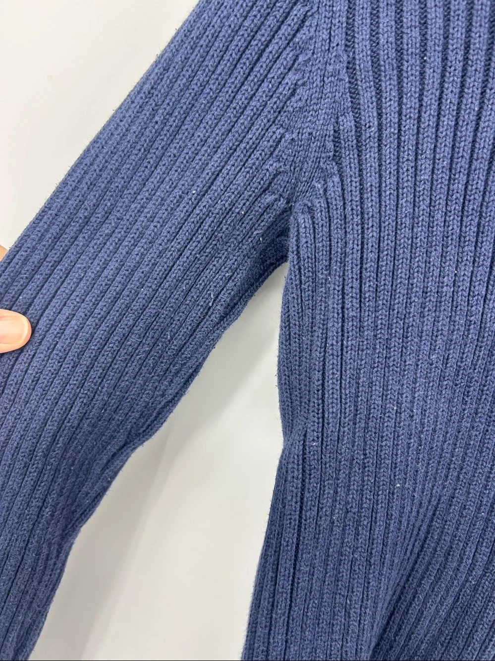 Vintage Polo Ralph Lauren Navy Blue Ribbed Sweater Flag Pullover Red Trim Size L